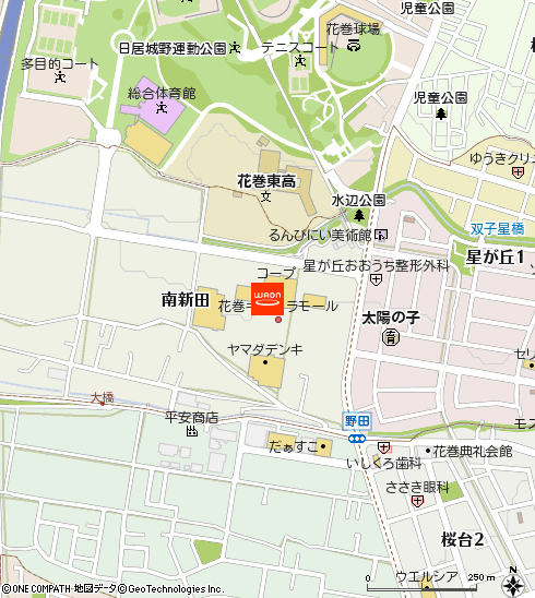サンデー花巻南新田店付近の地図